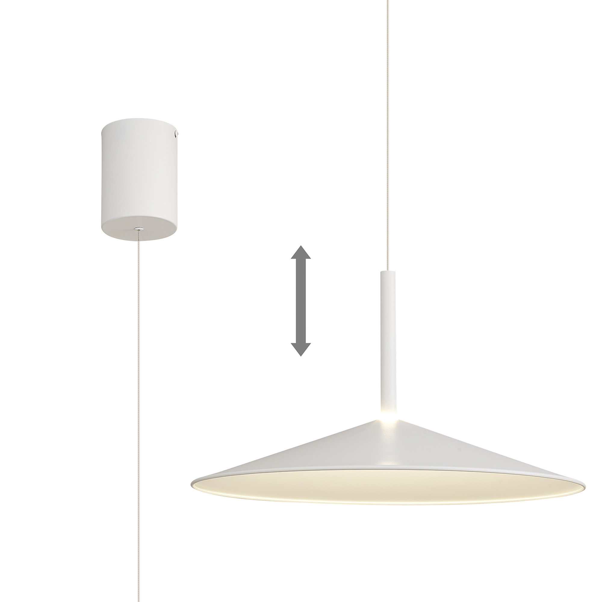 M7890/DIM  Calice 48cm Rise And Fall Pendant Dimmable 16W LED 3000K White